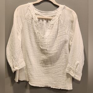 Natural Life White Cotton Gauze Blouse